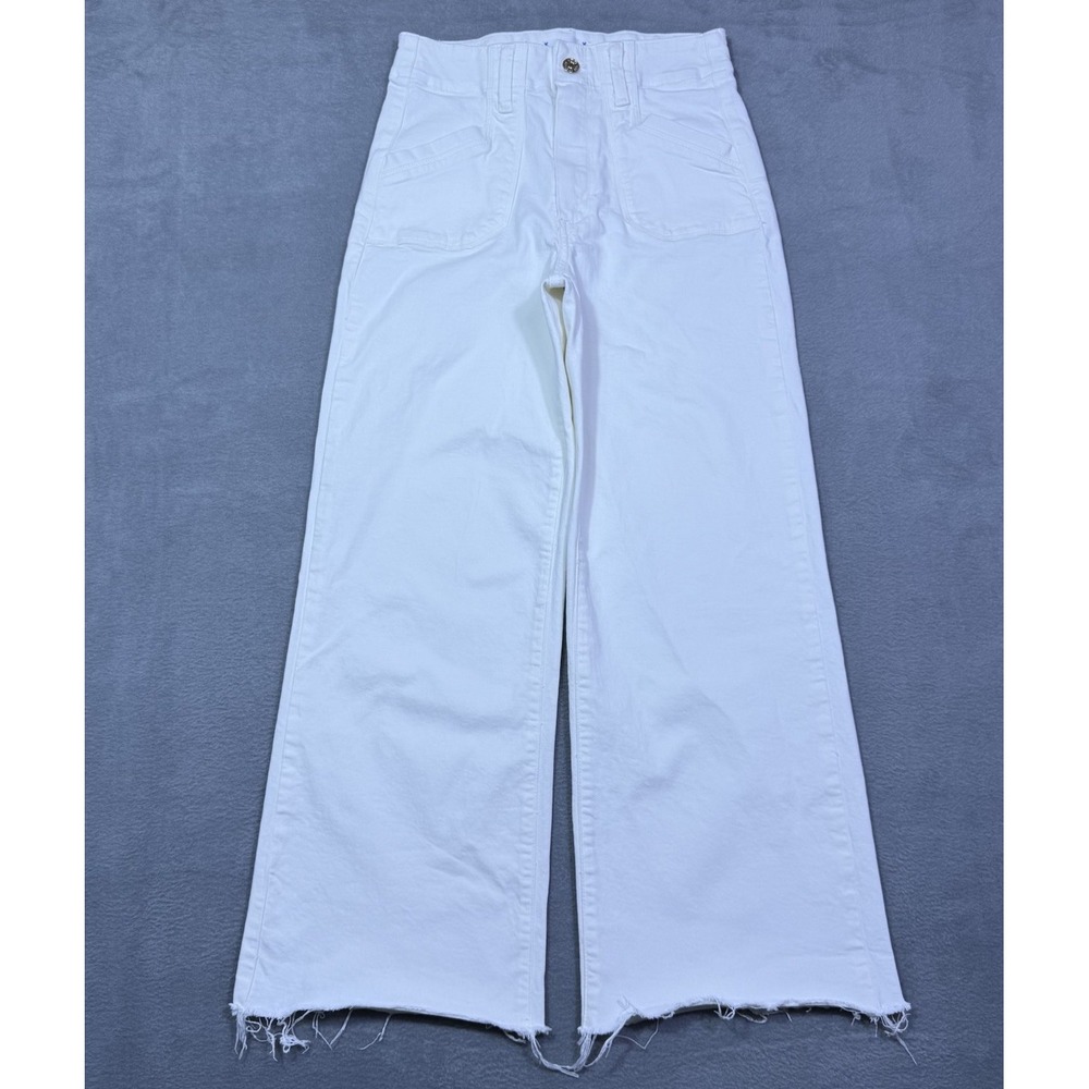 Paige Jeans Womens 25x26 ANESSA Highrise Wide Leg Stretch White Boho USA